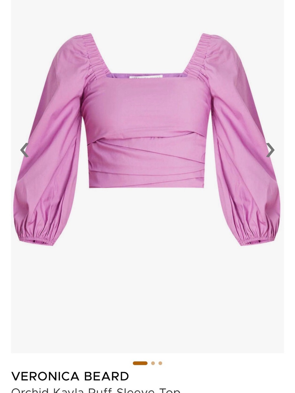 Veronica Beard Orchid Puff-Sleeve Square Neck Top